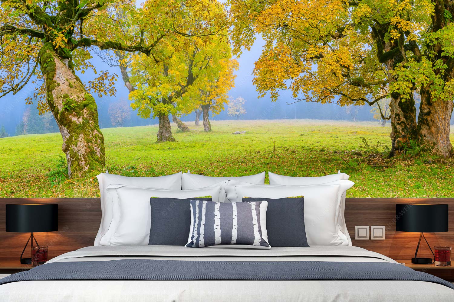 Stille Farben – Fototapete – Größe ca. 350x140cm, Seitenverhältnis 2,5:1 — Bergahorne Herbst Karwend Bergahorne in herbstlicher Pracht im Karwendelgebirge - Stille Farben - Fototapete - Größe ca. 350x140cm, Seitenverhältnis 2,5:1 - Bergahorne Herbst Karwend - weitere Infos unter https://www.kriner-weiermann.de