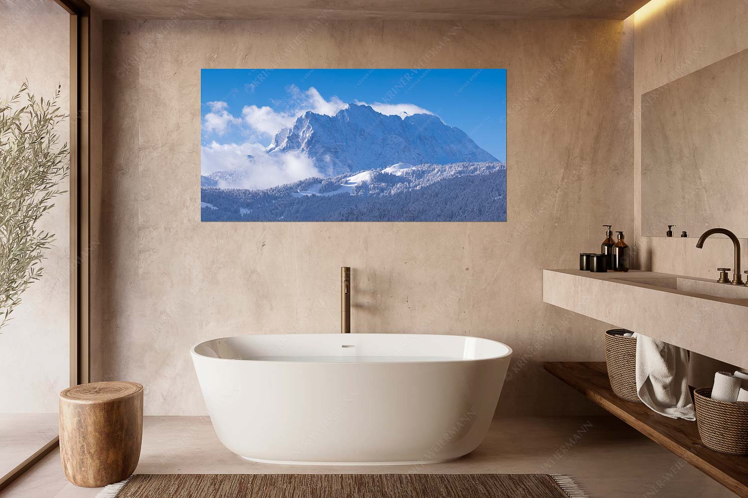 Wetterstein-Rendezvous – Wandbild – Größe ca. 180x90cm, Seitenverhältnis 2:1 — Hoher Kranzberg mit Wettersteinspitzen Nach Neuschneefällen präsentieren sich das Kranzberggebiet mit den hoch aufragenden Wettersteinwänden - Wetterstein-Rendezvous - Wandbild - Größe ca. 180x90cm, Seitenverhältnis 2:1 - Hoher Kranzberg mit Wettersteinspitzen - weitere Infos unter https://www.kriner-weiermann.de