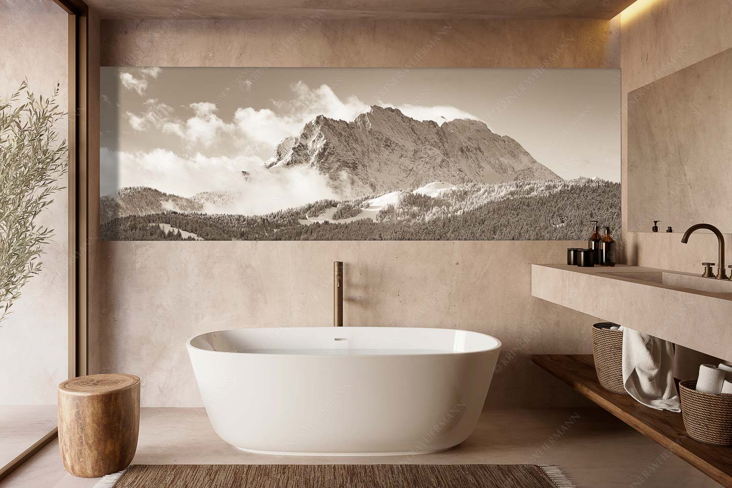Wetterstein-Rendezvous – Wandbild – Größe ca. 300x100cm, Seitenverhältnis 3:1 — Hoher Kranzberg mit Wettersteinspitzen Nach Neuschneefällen präsentieren sich das Kranzberggebiet mit den hoch aufragenden Wettersteinwänden - Wetterstein-Rendezvous - Wandbild - Größe ca. 300x100cm, Seitenverhältnis 3:1 - Hoher Kranzberg mit Wettersteinspitzen - weitere Infos unter https://www.kriner-weiermann.de