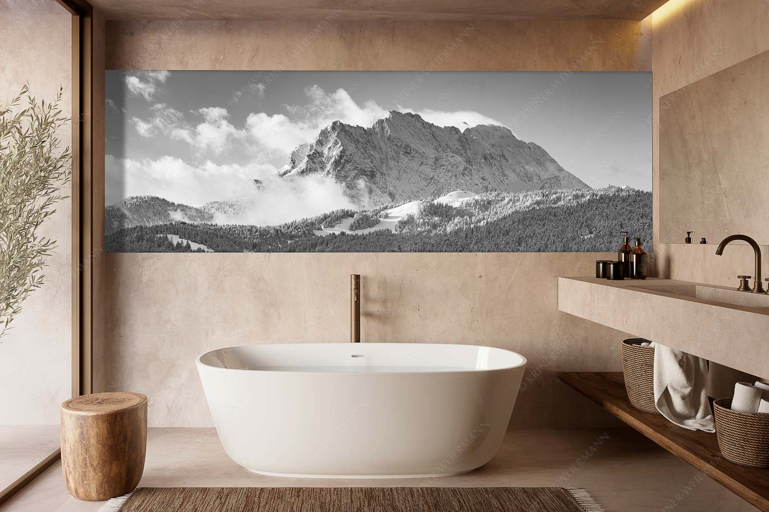 Wetterstein-Rendezvous – Wandbild – Größe ca. 300x100cm, Seitenverhältnis 3:1 — Hoher Kranzberg mit Wettersteinspitzen Nach Neuschneefällen präsentieren sich das Kranzberggebiet mit den hoch aufragenden Wettersteinwänden - Wetterstein-Rendezvous - Wandbild - Größe ca. 300x100cm, Seitenverhältnis 3:1 - Hoher Kranzberg mit Wettersteinspitzen - weitere Infos unter https://www.kriner-weiermann.de