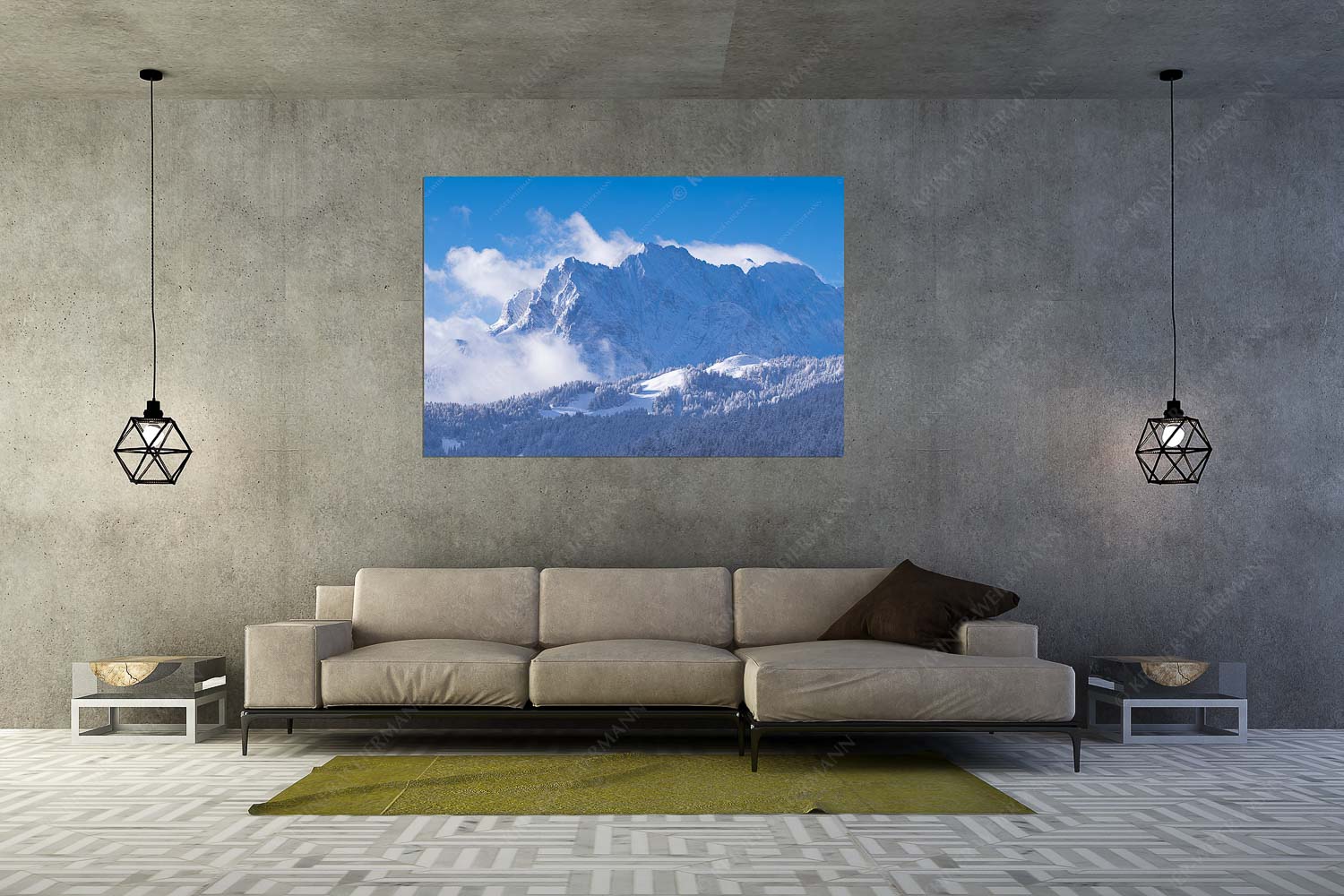 Wetterstein-Rendezvous – Wandbild – Größe ca. 180x120cm, Seitenverhältnis 3:2 — Hoher Kranzberg mit Wettersteinspitzen Nach Neuschneefällen präsentieren sich das Kranzberggebiet mit den hoch aufragenden Wettersteinwänden - Wetterstein-Rendezvous - Wandbild - Größe ca. 180x120cm, Seitenverhältnis 3:2 - Hoher Kranzberg mit Wettersteinspitzen - weitere Infos unter https://www.kriner-weiermann.de