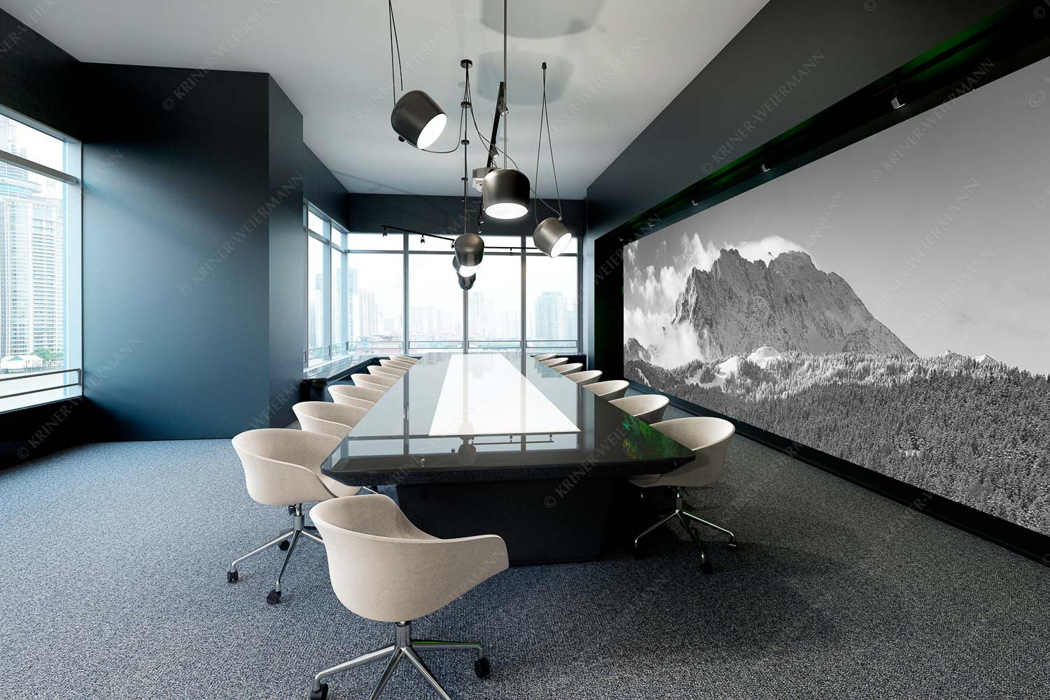 Wetterstein-Rendezvous – Akustikbild – Größe ca. 600x200cm, Seitenverhältnis 3:1 — Hoher Kranzberg mit Wettersteinspitzen Nach Neuschneefällen präsentieren sich das Kranzberggebiet mit den hoch aufragenden Wettersteinwänden - Wetterstein-Rendezvous - Akustikbild - Größe ca. 600x200cm, Seitenverhältnis 3:1 - Hoher Kranzberg mit Wettersteinspitzen - weitere Infos unter https://www.kriner-weiermann.de