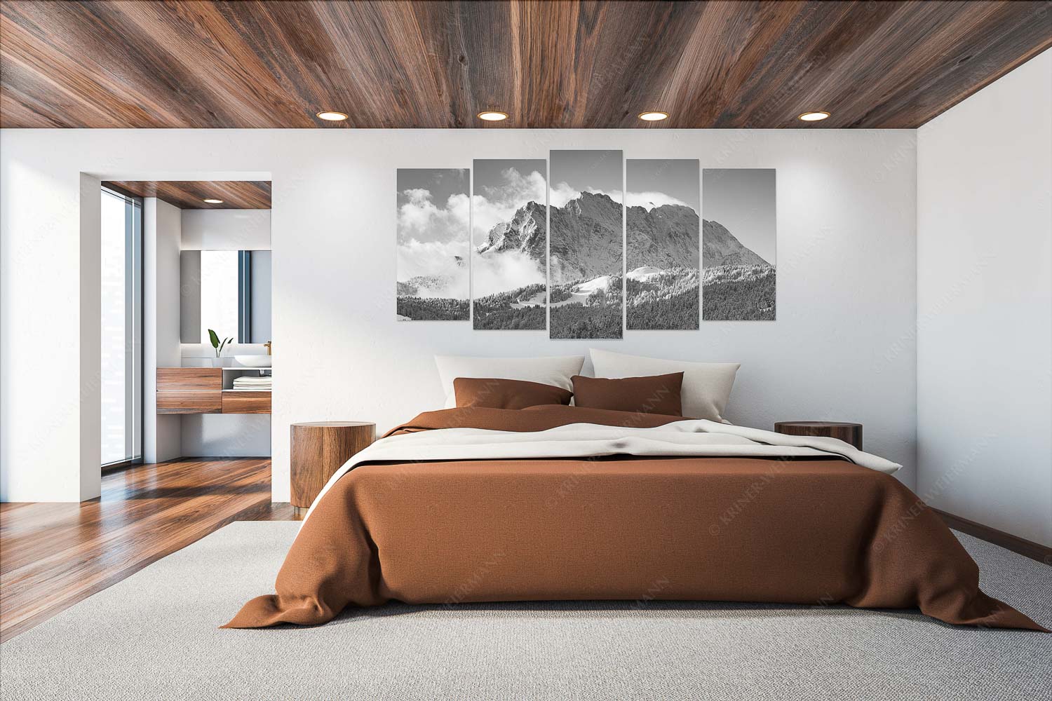 Wetterstein-Rendezvous – Wandbild – 5er Split, Größe ca. 200x100cm, Seitenverhältnis 2:1 — Hoher Kranzberg mit Wettersteinspitzen Nach Neuschneefällen präsentieren sich das Kranzberggebiet mit den hoch aufragenden Wettersteinwänden - Wetterstein-Rendezvous - Wandbild - 5er Split, Größe ca. 200x100cm, Seitenverhältnis 2:1 - Hoher Kranzberg mit Wettersteinspitzen - weitere Infos unter https://www.kriner-weiermann.de