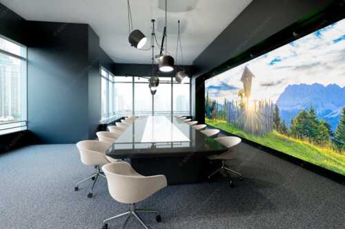 Mutterkuh mit Kalb und Feldkreuz mit Blick zum Karwendelgebirge - Wohl behütet - Akustikbild - Größe ca. 600x200cm, Seitenverhältnis 3:1 - Mutterkuh Kalb Feldkreuz - weitere Infos unter https://www.kriner-weiermann.de