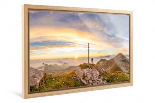 Morgenstimmung im Estergebirge - Glücksmoment II - Foto im Schattenfugen-Rahmen, Seitenverhältnis 3:2 - Sonnenaufgang Krottenkopf - weitere Infos unter https://www.kriner-weiermann.de