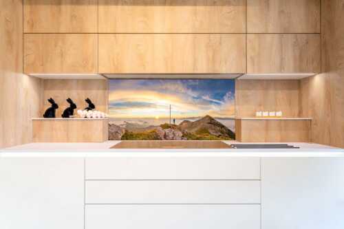 Morgenstimmung im Estergebirge - Glücksmoment II - Küchenrückwand - Größe ca. 120x60cm, Seitenverhältnis 2:1 - Sonnenaufgang Krottenkopf - weitere Infos unter https://www.kriner-weiermann.de