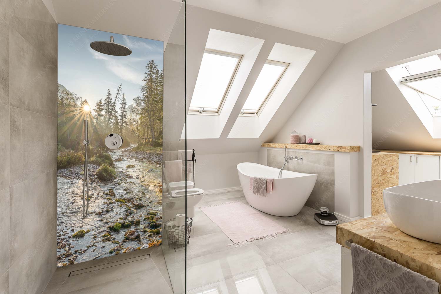 Sonnenaufgang am Isarursprung - Isarursprung I - Alu-Dibond Badezimmer Bild - Größe ca. 110x220cm, Seitenverhältnis 1:2 - Isarursprung Karwendel - weitere Infos unter https://www.kriner-weiermann.de