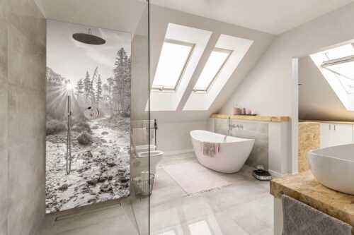 Sonnenaufgang am Isarursprung - Isarursprung I - Alu-Dibond Badezimmer Bild - Größe ca. 110x220cm, Seitenverhältnis 1:2 - Isarursprung Karwendel - weitere Infos unter https://www.kriner-weiermann.de