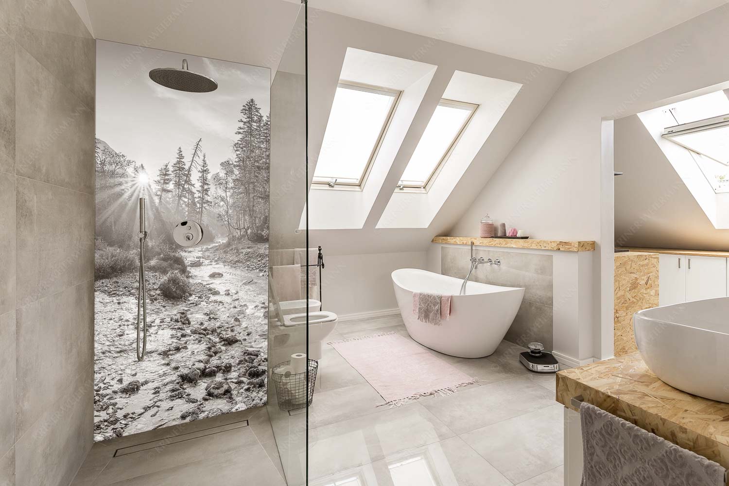 Sonnenaufgang am Isarursprung - Isarursprung I - Alu-Dibond Badezimmer Bild - Größe ca. 110x220cm, Seitenverhältnis 1:2 - Isarursprung Karwendel - weitere Infos unter https://www.kriner-weiermann.de