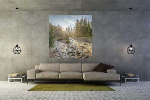 Sonnenaufgang am Isarursprung - Isarursprung I - Wandbild - Größe ca. 160x160cm, Seitenverhältnis 1:1 - Isarursprung Karwendel - weitere Infos unter https://www.kriner-weiermann.de