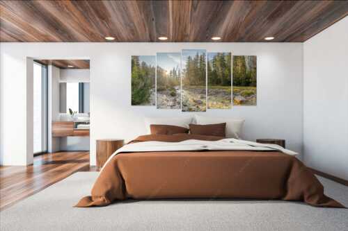 Sonnenaufgang am Isarursprung - Isarursprung I - Wandbild - 5er Split, Größe ca. 200x100cm, Seitenverhältnis 2:1 - Isarursprung Karwendel - weitere Infos unter https://www.kriner-weiermann.de