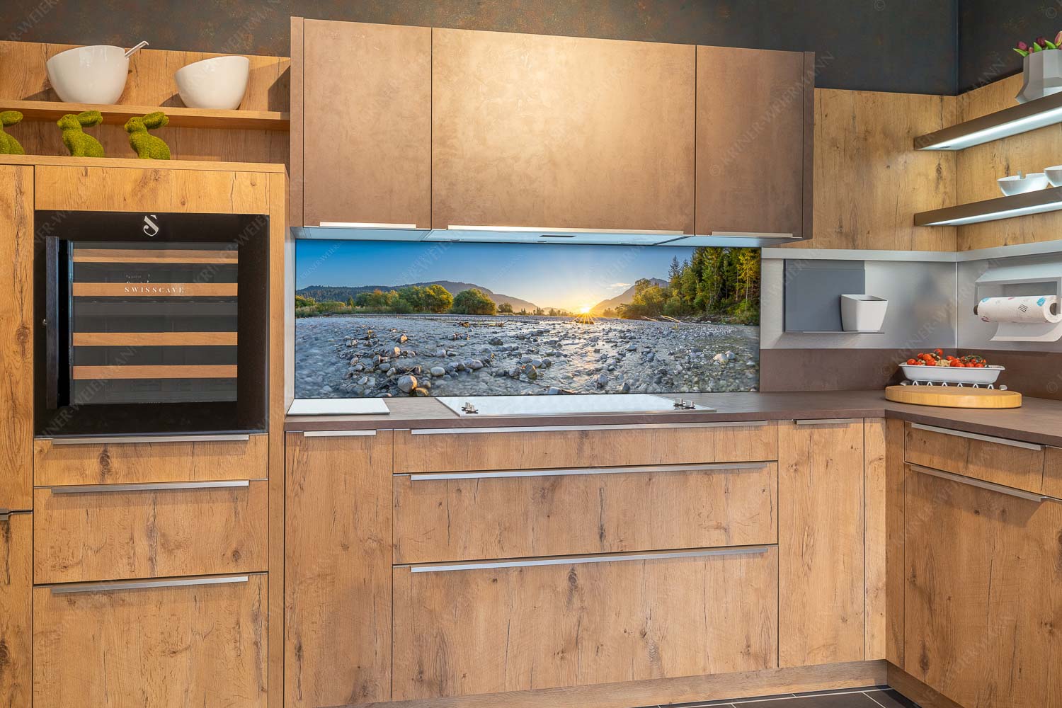 Rolling Stones – Küchenrückwand – Größe ca. 180x60cm, Seitenverhältnis 3:1 — Isar Flussbett Blick über das Flussbett der Isar in den Sonnenaufgang am Karwendel - Rolling Stones - Küchenrückwand - Größe ca. 180x60cm, Seitenverhältnis 3:1 - Isar Flussbett - weitere Infos unter https://www.kriner-weiermann.de