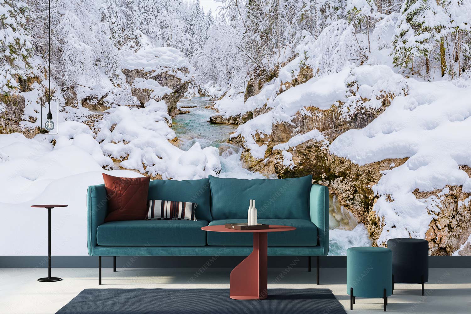 Stein der Weisen – Fototapete – Größe ca. 400x200cm, Seitenverhältnis 2:1 — Rissbach im Karwendel Der verschneite Rissbach zwischen Vorder- und Hinterriß - Stein der Weisen - Fototapete - Größe ca. 400x200cm, Seitenverhältnis 2:1 - Rissbach im Karwendel - weitere Infos unter https://www.kriner-weiermann.de