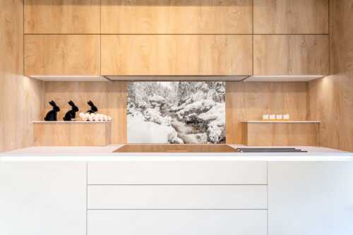 Der verschneite Rissbach zwischen Vorder- und Hinterriß - Stein der Weisen - Küchenspiegel - Größe ca. 90x60cm, Seitenverhältnis 3:2 - Rissbach im Karwendel - weitere Infos unter https://www.kriner-weiermann.de