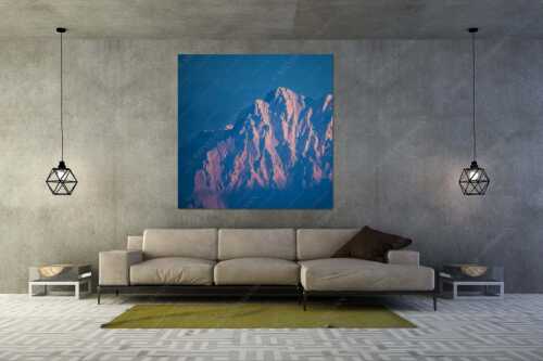 Winterlicher Wörner im Karwendel bei Sonnenuntergang - Alaska Style - Wandbild - Größe ca. 160x160cm, Seitenverhältnis 1:1 - Karwendel-Wörner - weitere Infos unter https://www.kriner-weiermann.de