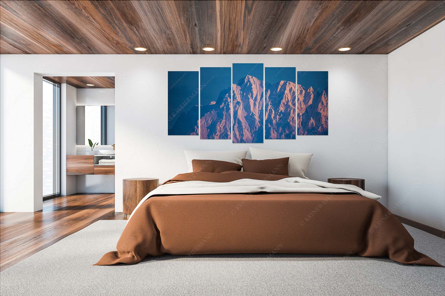 Alaska Style – Wandbild – 5er Split, Größe ca. 200x100cm, Seitenverhältnis 2:1 — Karwendel-Wörner Winterlicher Wörner im Karwendel bei Sonnenuntergang - Alaska Style - Wandbild - 5er Split, Größe ca. 200x100cm, Seitenverhältnis 2:1 - Karwendel-Wörner - weitere Infos unter https://www.kriner-weiermann.de