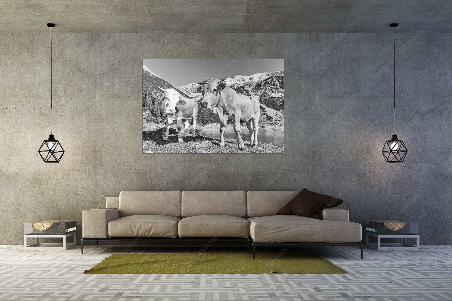 Auf der Alm – Wandbild – Größe ca. 180x120cm, Seitenverhältnis 3:2 — Kälber im Soierngebirge Jungvieh am kleinen Soiernsee mit Soiernspitze im Hintergrund - Auf der Alm - Wandbild - Größe ca. 180x120cm, Seitenverhältnis 3:2 - Kälber im Soierngebirge - weitere Infos unter https://www.kriner-weiermann.de