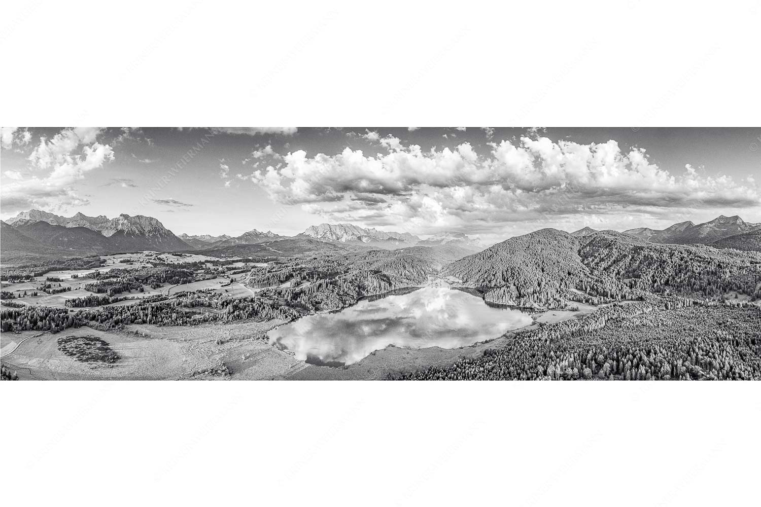 Der Lieblings See – Seitenverhältnis 3:1 — Barmsee Krün Blick über den Barmsee zum Wettersteingebirge
