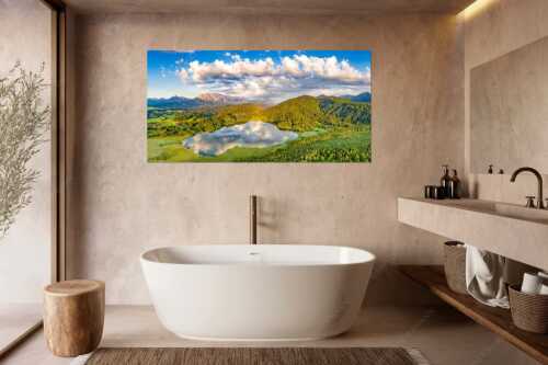 Blick über den Barmsee zum Wettersteingebirge - Der Lieblings See - Wandbild - Größe ca. 180x90cm, Seitenverhältnis 2:1 - Barmsee Krün - weitere Infos unter https://www.kriner-weiermann.de