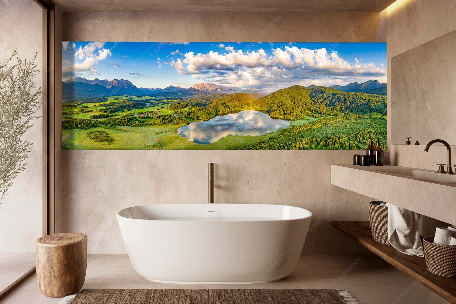 Blick über den Barmsee zum Wettersteingebirge - Der Lieblings See - Wandbild - Größe ca. 300x100cm, Seitenverhältnis 3:1 - Barmsee Krün - weitere Infos unter https://www.kriner-weiermann.de