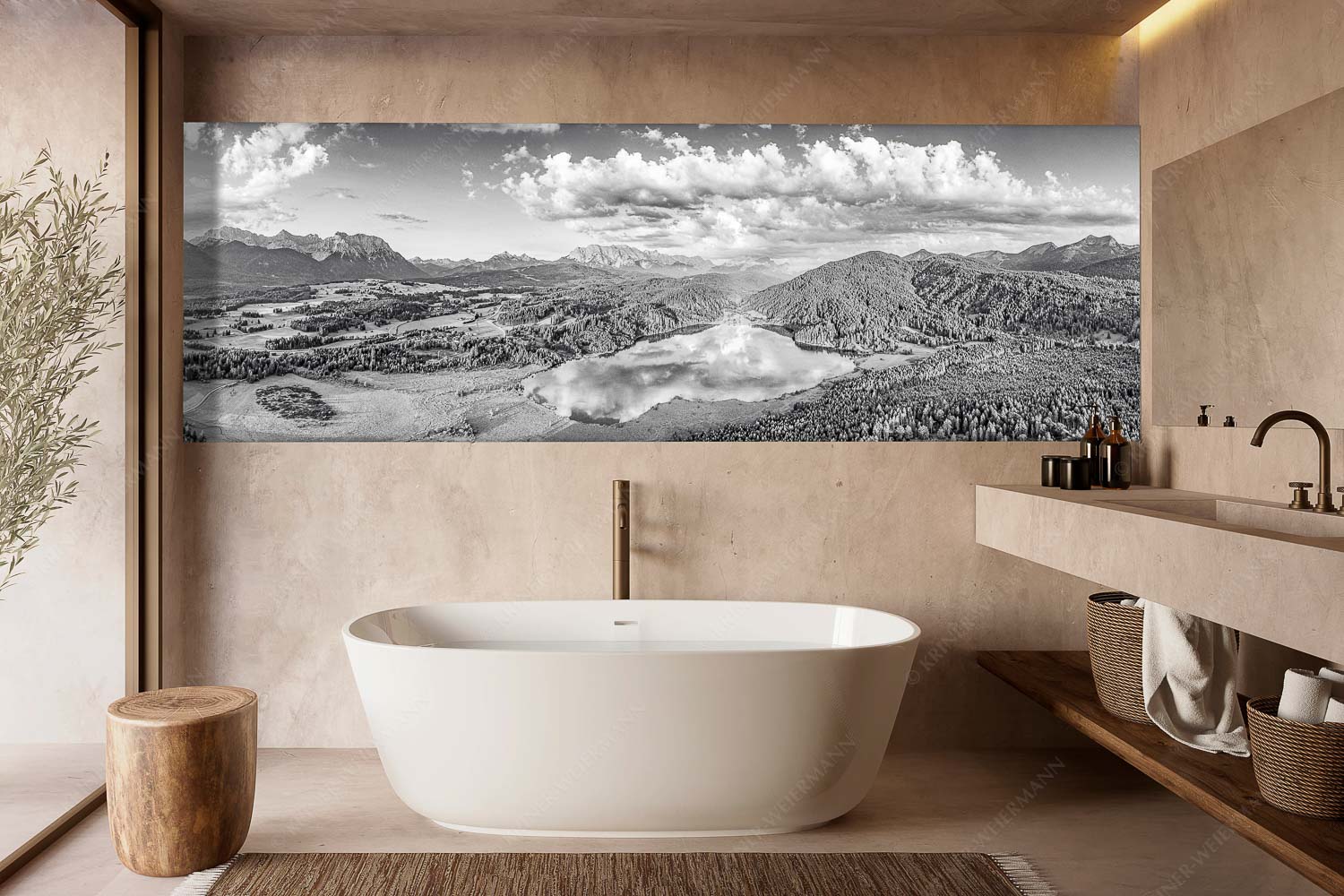 Der Lieblings See – Wandbild – Größe ca. 300x100cm, Seitenverhältnis 3:1 — Barmsee Krün Blick über den Barmsee zum Wettersteingebirge - Der Lieblings See - Wandbild - Größe ca. 300x100cm, Seitenverhältnis 3:1 - Barmsee Krün - weitere Infos unter https://www.kriner-weiermann.de