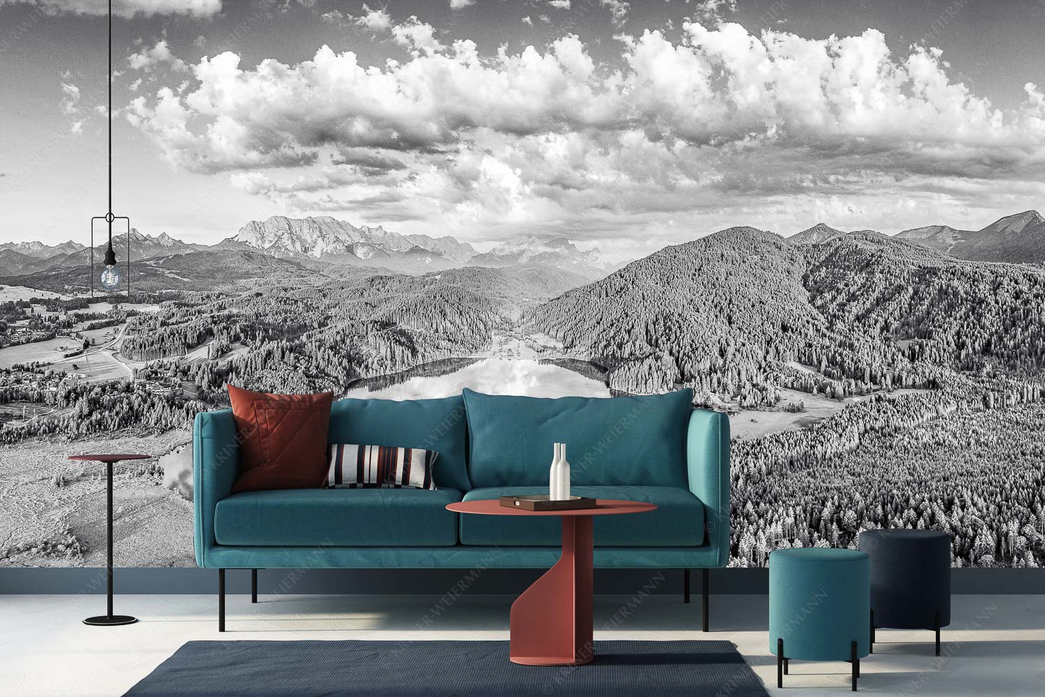 Der Lieblings See – Fototapete – Größe ca. 400x200cm, Seitenverhältnis 2:1 — Barmsee Krün Blick über den Barmsee zum Wettersteingebirge - Der Lieblings See - Fototapete - Größe ca. 400x200cm, Seitenverhältnis 2:1 - Barmsee Krün - weitere Infos unter https://www.kriner-weiermann.de