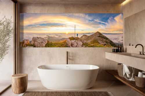 Sonnenaufgang im Estergebirge - Glücksmoment II - Wandbild - Größe ca. 300x100cm, Seitenverhältnis 3:1 - Sonnenaufgang Krottenkopf - weitere Infos unter https://www.kriner-weiermann.de