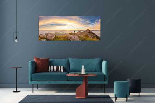 Sonnenaufgang im Estergebirge - Glücksmoment II - Wandbild - Größe ca. 175x70cm, Seitenverhältnis 2,5:1 - Sonnenaufgang Krottenkopf - weitere Infos unter https://www.kriner-weiermann.de