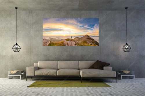 Sonnenaufgang im Estergebirge - Glücksmoment II - Wandbild - Größe ca. 200x100cm, Seitenverhältnis 2:1 - Sonnenaufgang Krottenkopf - weitere Infos unter https://www.kriner-weiermann.de