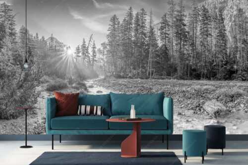 Sonnenaufgang am Isarursprung - Isarursprung I - Fototapete - Größe ca. 400x200cm, Seitenverhältnis 2:1 - Isarquelle im Karwendel - weitere Infos unter https://www.kriner-weiermann.de