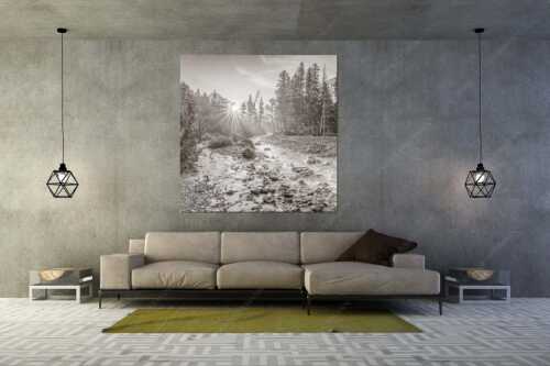 Sonnenaufgang am Isarursprung - Isarursprung I - Wandbild - Größe ca. 160x160cm, Seitenverhältnis 1:1 - Isarquelle im Karwendel - weitere Infos unter https://www.kriner-weiermann.de