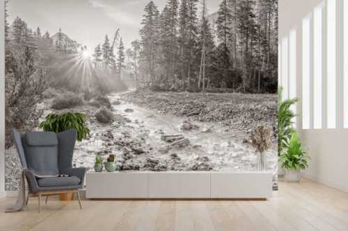 Sonnenaufgang am Isarursprung - Isarursprung I - Fototapete - Größe ca. 300x200cm, Seitenverhältnis 3:2 - Isarquelle im Karwendel - weitere Infos unter https://www.kriner-weiermann.de