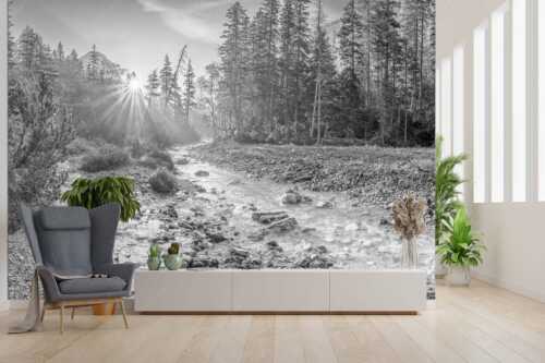 Sonnenaufgang am Isarursprung - Isarursprung I - Fototapete - Größe ca. 300x200cm, Seitenverhältnis 3:2 - Isarquelle im Karwendel - weitere Infos unter https://www.kriner-weiermann.de