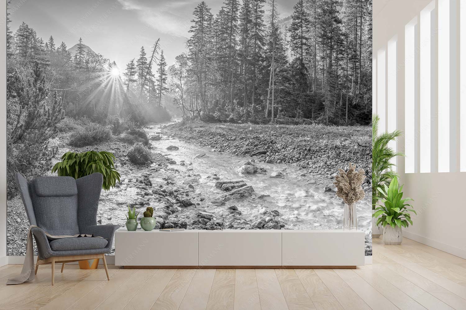 Sonnenaufgang am Isarursprung - Isarursprung I - Fototapete - Größe ca. 300x200cm, Seitenverhältnis 3:2 - Isarquelle im Karwendel - weitere Infos unter https://www.kriner-weiermann.de