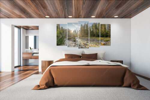 Sonnenaufgang am Isarursprung - Isarursprung I - Wandbild - 5er Split, Größe ca. 200x100cm, Seitenverhältnis 2:1 - Isarquelle im Karwendel - weitere Infos unter https://www.kriner-weiermann.de