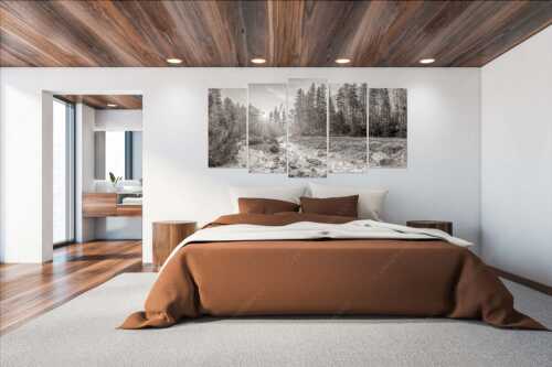 Sonnenaufgang am Isarursprung - Isarursprung I - Wandbild - 5er Split, Größe ca. 200x100cm, Seitenverhältnis 2:1 - Isarquelle im Karwendel - weitere Infos unter https://www.kriner-weiermann.de