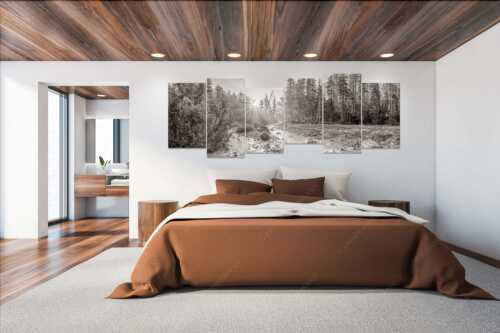 Sonnenaufgang am Isarursprung - Isarursprung I - Wandbild - 6er Split, Größe ca. 280x112cm, Seitenverhältnis 2,5:1 - Isarquelle im Karwendel - weitere Infos unter https://www.kriner-weiermann.de