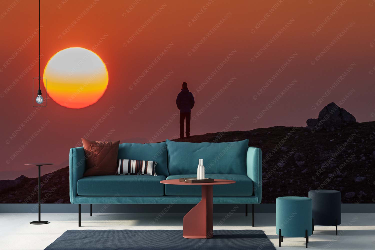 Sonnenaufgang – Fototapete – Größe ca. 400x200cm, Seitenverhältnis 2:1 — Alpspitze – Stuiben Sonnenaufgang im Wettersteingebirge - Sonnenaufgang - Fototapete - Größe ca. 400x200cm, Seitenverhältnis 2:1 - Alpspitze - Stuiben - weitere Infos unter https://www.kriner-weiermann.de