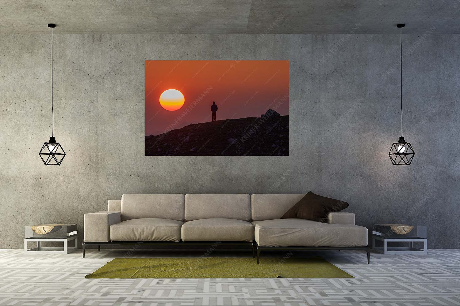 Sonnenaufgang – Wandbild – Größe ca. 180x120cm, Seitenverhältnis 3:2 — Alpspitze – Stuiben Sonnenaufgang im Wettersteingebirge - Sonnenaufgang - Wandbild - Größe ca. 180x120cm, Seitenverhältnis 3:2 - Alpspitze - Stuiben - weitere Infos unter https://www.kriner-weiermann.de