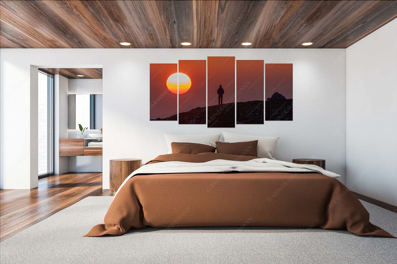 Sonnenaufgang – Wandbild – 5er Split, Größe ca. 200x100cm, Seitenverhältnis 2:1 — Alpspitze – Stuiben Sonnenaufgang im Wettersteingebirge - Sonnenaufgang - Wandbild - 5er Split, Größe ca. 200x100cm, Seitenverhältnis 2:1 - Alpspitze - Stuiben - weitere Infos unter https://www.kriner-weiermann.de