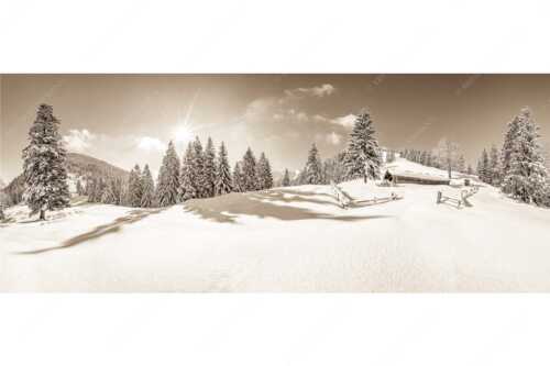 Verschneite Grasbergalm im Soierngebirge mit Krapfenkarspitze - Winterruhe - Seitenverhältnis 2,5:1 - Alm Soierngebirge Schneelandschaft - weitere Infos unter https://www.kriner-weiermann.de