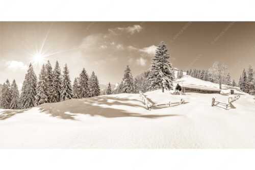 Verschneite Grasbergalm im Soierngebirge mit Krapfenkarspitze - Winterruhe - Seitenverhältnis 2:1 - Alm Soierngebirge Schneelandschaft - weitere Infos unter https://www.kriner-weiermann.de