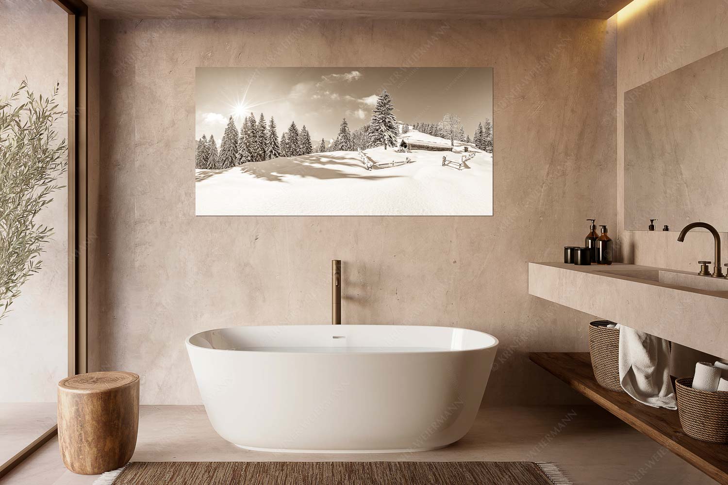 Winterruhe – Wandbild – Größe ca. 180x90cm, Seitenverhältnis 2:1 — Alm Soierngebirge Schneelandschaft Verschneite Grasbergalm im Soierngebirge mit Krapfenkarspitze - Winterruhe - Wandbild - Größe ca. 180x90cm, Seitenverhältnis 2:1 - Alm Soierngebirge Schneelandschaft - weitere Infos unter https://www.kriner-weiermann.de