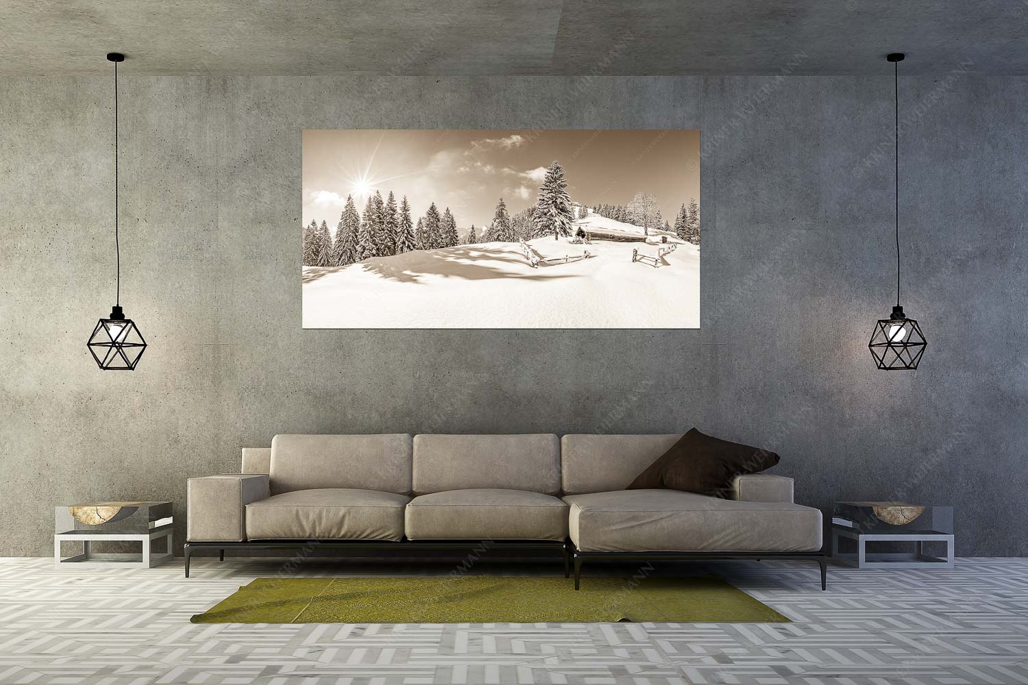 Winterruhe – Wandbild – Größe ca. 200x100cm, Seitenverhältnis 2:1 — Alm Soierngebirge Schneelandschaft Verschneite Grasbergalm im Soierngebirge mit Krapfenkarspitze - Winterruhe - Wandbild - Größe ca. 200x100cm, Seitenverhältnis 2:1 - Alm Soierngebirge Schneelandschaft - weitere Infos unter https://www.kriner-weiermann.de