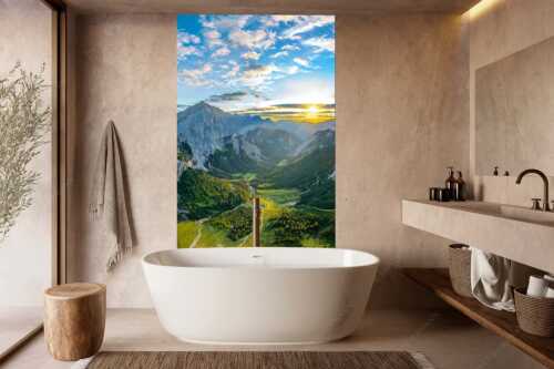Die Sonne scheint noch kurz entlang des Hallerangers in die Nordwand der Speckkarspitze - Der Abschiedskuss - Wandbild - Größe ca. 160x240cm, Seitenverhältnis 2:3 - Speckkarspitze im Karwendel - weitere Infos unter https://www.kriner-weiermann.de