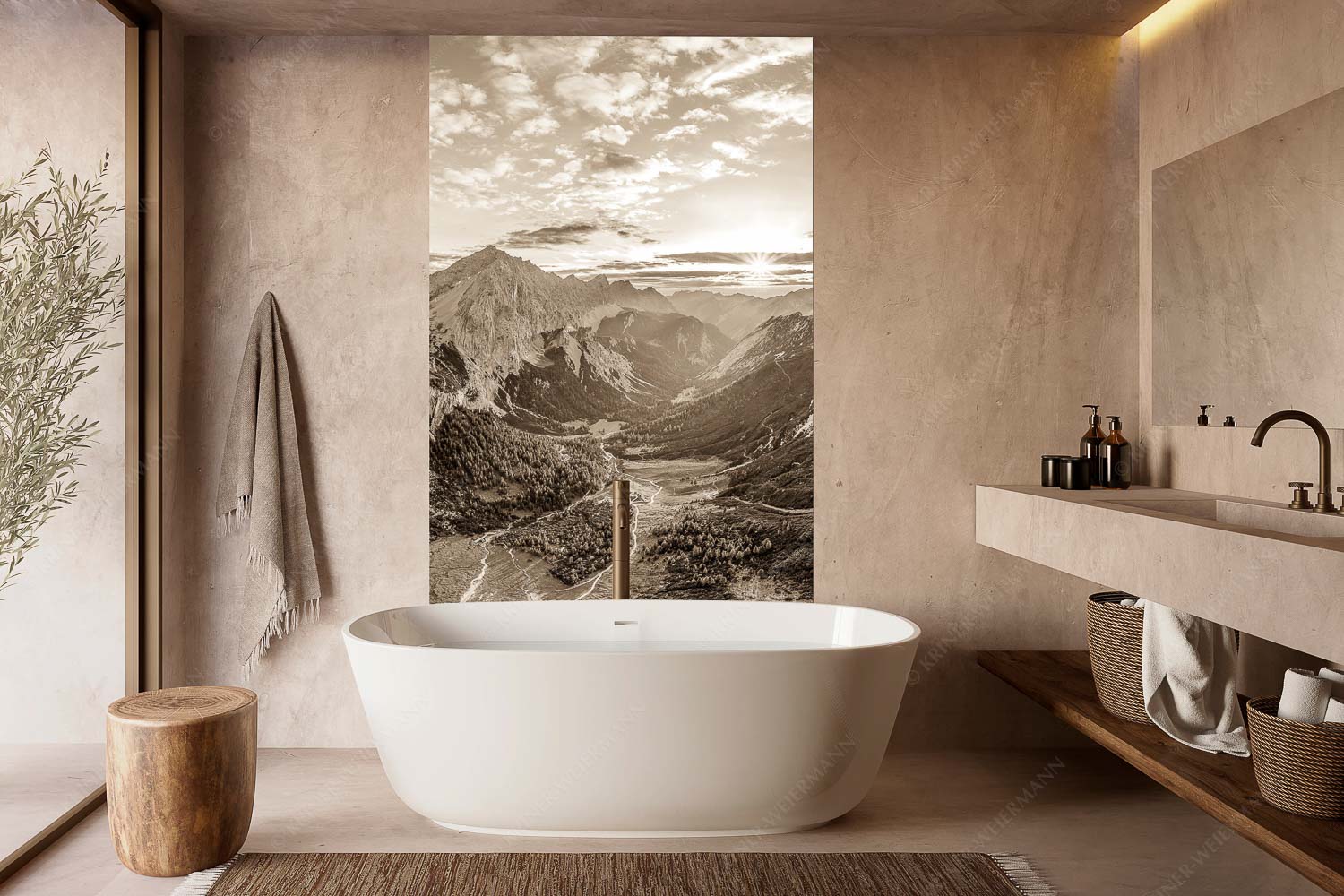 Die Sonne scheint noch kurz entlang des Hallerangers in die Nordwand der Speckkarspitze - Der Abschiedskuss - Wandbild - Größe ca. 160x240cm, Seitenverhältnis 2:3 - Speckkarspitze im Karwendel - weitere Infos unter https://www.kriner-weiermann.de