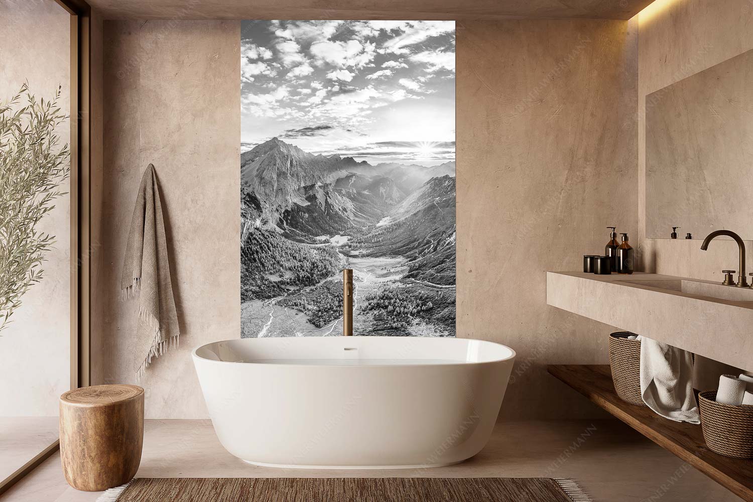 Die Sonne scheint noch kurz entlang des Hallerangers in die Nordwand der Speckkarspitze - Der Abschiedskuss - Wandbild - Größe ca. 160x240cm, Seitenverhältnis 2:3 - Speckkarspitze im Karwendel - weitere Infos unter https://www.kriner-weiermann.de