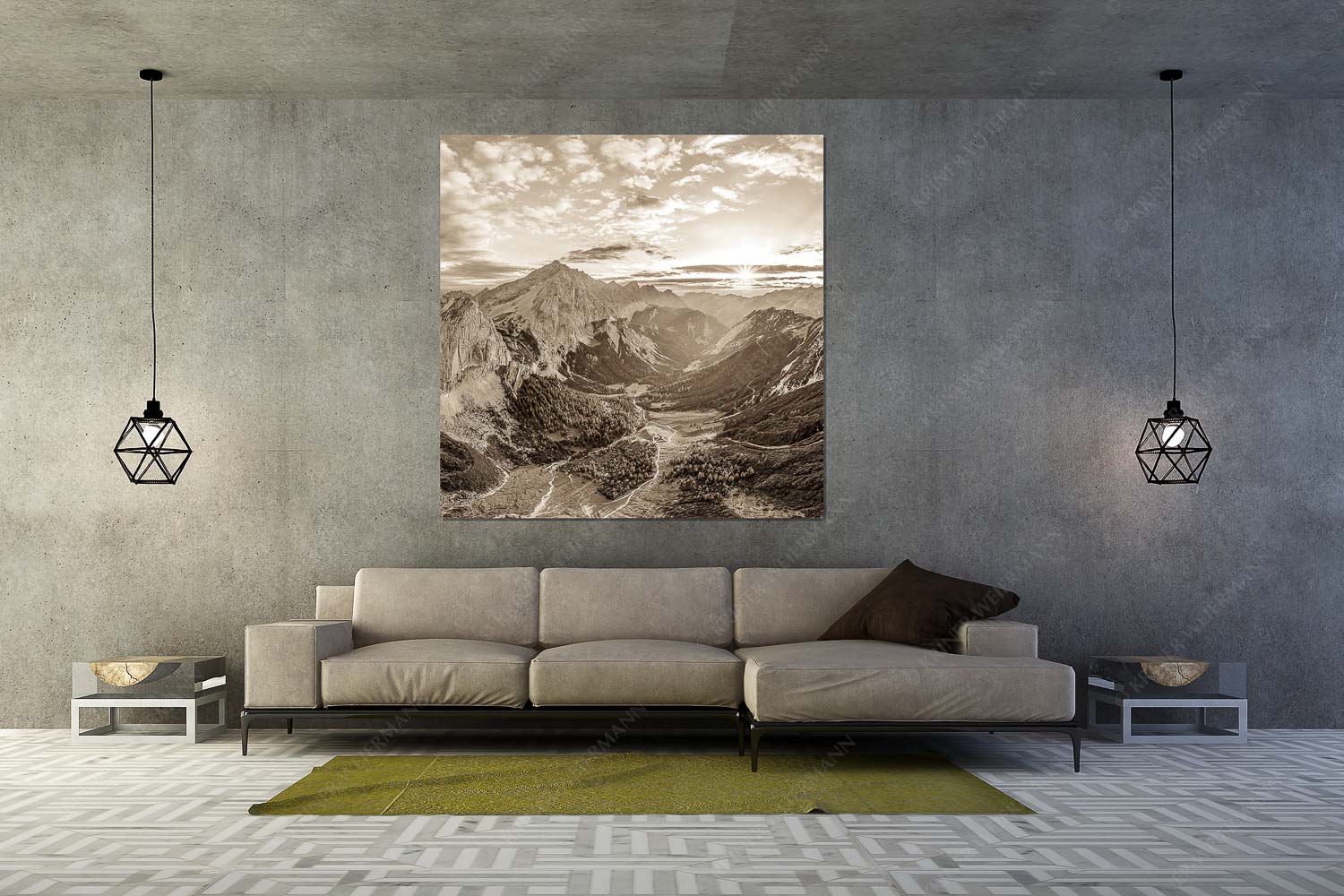 Der Abschiedskuss – Wandbild – Größe ca. 160x160cm, Seitenverhältnis 1:1 — Speckkarspitze im Karwendel Die Sonne scheint noch kurz entlang des Hallerangers in die Nordwand der Speckkarspitze - Der Abschiedskuss - Wandbild - Größe ca. 160x160cm, Seitenverhältnis 1:1 - Speckkarspitze im Karwendel - weitere Infos unter https://www.kriner-weiermann.de