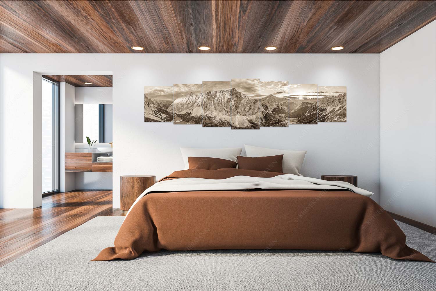 Der Abschiedskuss – Wandbild – 7er Split, Größe ca. 300x75cm, Seitenverhältnis 4:1 — Speckkarspitze im Karwendel Die Sonne scheint noch kurz entlang des Hallerangers in die Nordwand der Speckkarspitze - Der Abschiedskuss - Wandbild - 7er Split, Größe ca. 300x75cm, Seitenverhältnis 4:1 - Speckkarspitze im Karwendel - weitere Infos unter https://www.kriner-weiermann.de