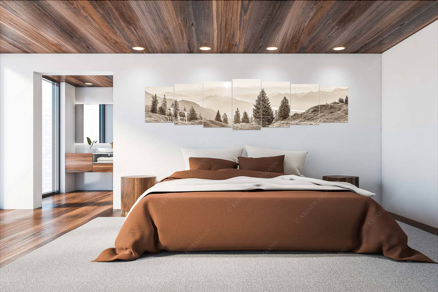 Guten Morgen – Wandbild – 7er Split, Größe ca. 300x75cm, Seitenverhältnis 4:1 — Junge Rinder auf der Wallgaueralm Jungvieh auf der Wallgauer Alm im Estergebirge mit Blick zur Benediktenwand bei Sonnenaufgang - Guten Morgen - Wandbild - 7er Split, Größe ca. 300x75cm, Seitenverhältnis 4:1 - Junge Rinder auf der Wallgaueralm - weitere Infos unter https://www.kriner-weiermann.de